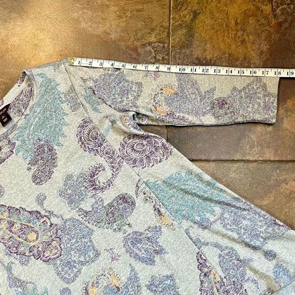 Multiples Paisley Wrap Tunic 3/4 Sleeve Blouse Small - Picture 4 of 9